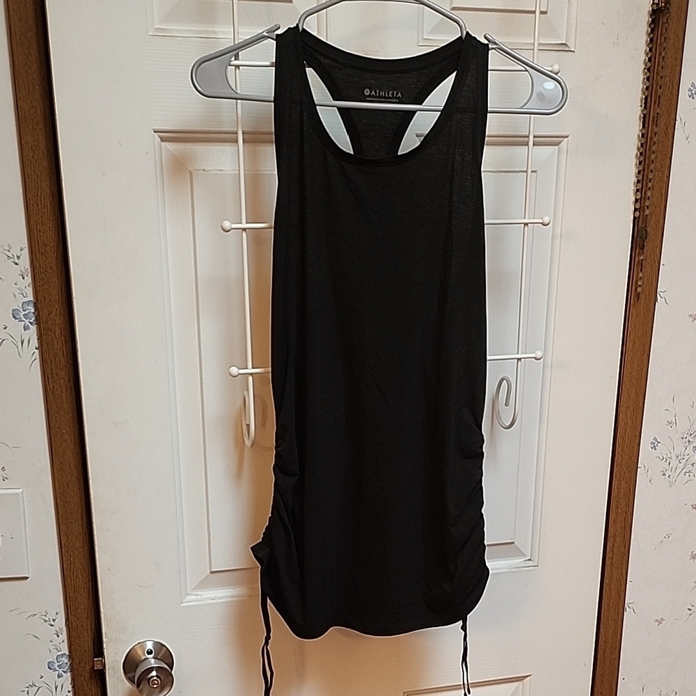 Athleta Black Ruched Cut Out Tank Top